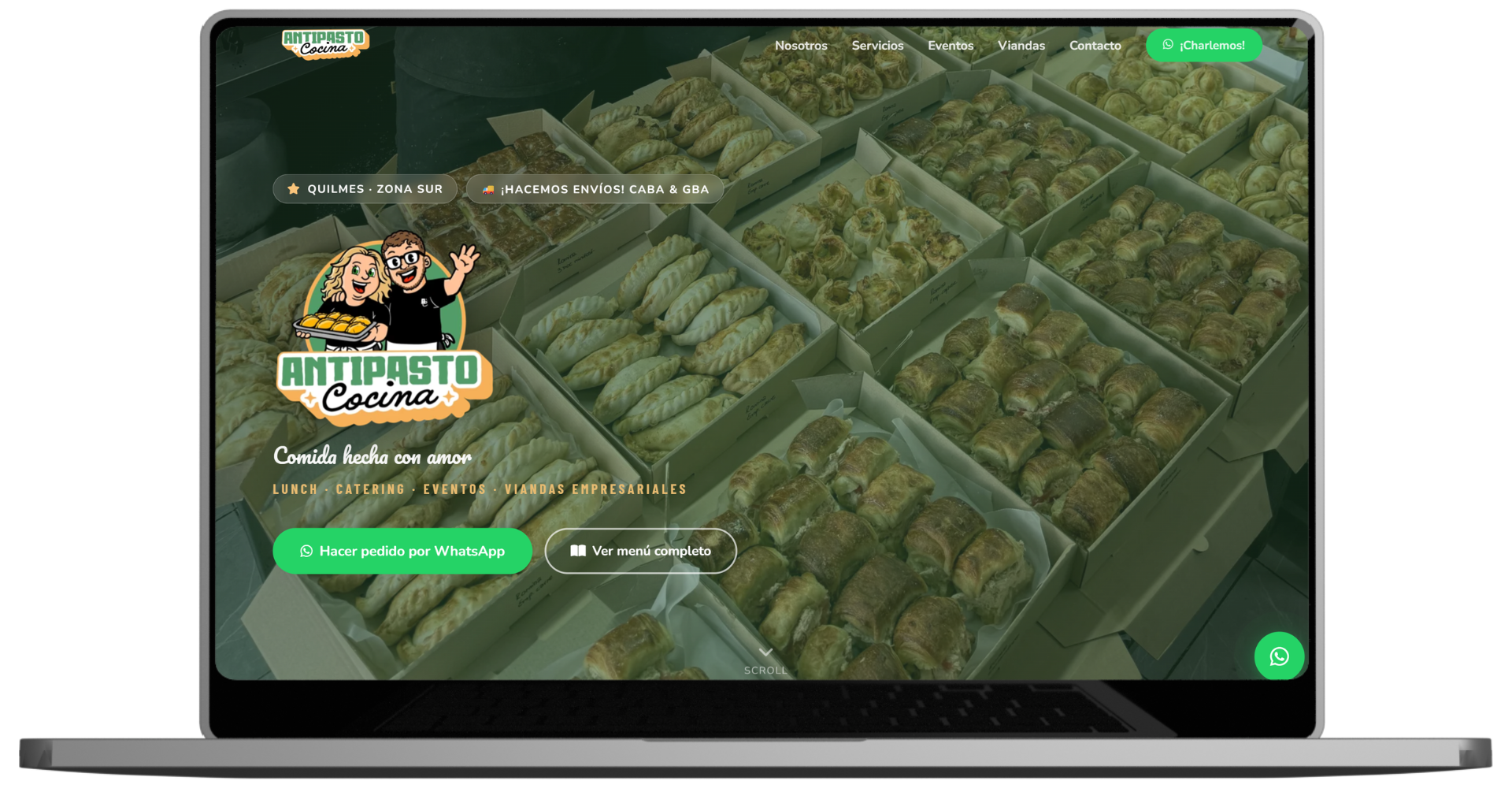 Captura del sitio de Antipasto Cocina