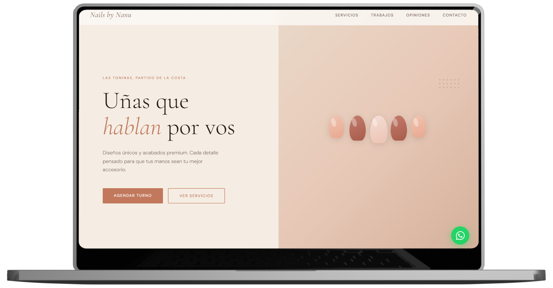 Mockup del sitio de Nails by Nanu